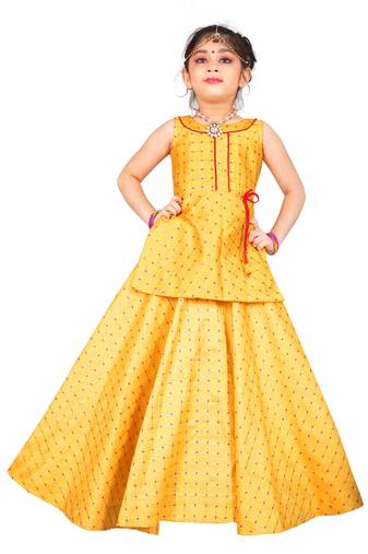 Kids Girls Yellow Lehenga Choli 