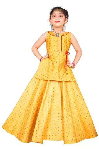 Kids Girls Yellow Lehenga Choli 