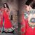 Red embroidered georgette semi stitched salwar with dupatta