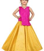 Kids Pink Top And Yellow Lehenga Choli 