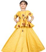 Kids Cotton Silk Yellow Wedding Wear Lehenga Choli 