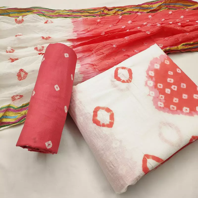 Pink bandhej cotton salwar