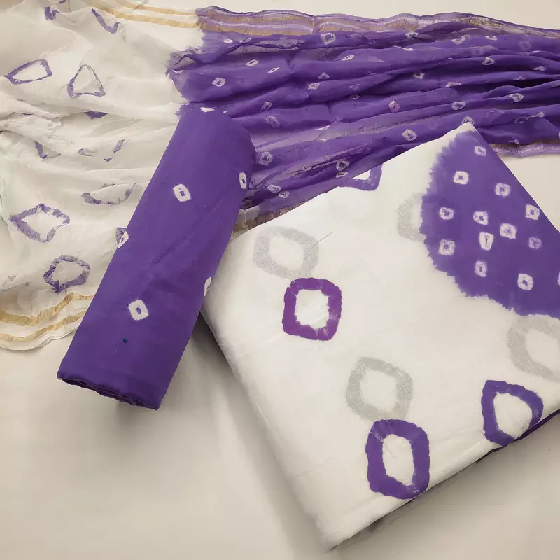 Purple bandhej cotton salwar