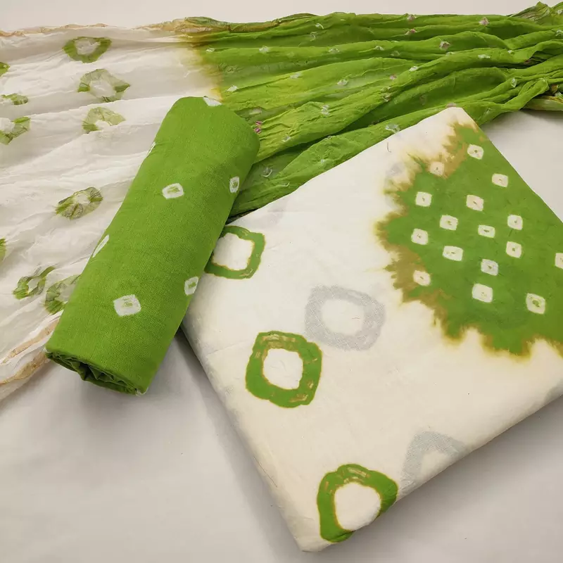 Green bandhej cotton salwar