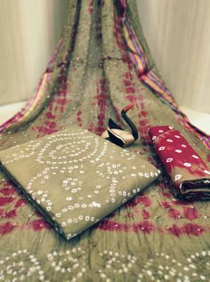 Beige bandhej cotton salwar 1