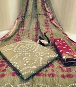 Beige bandhej cotton salwar