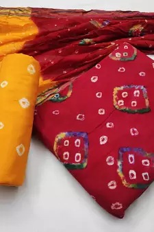 Red bandhej cotton salwar