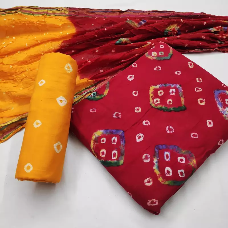 Red bandhej cotton salwar