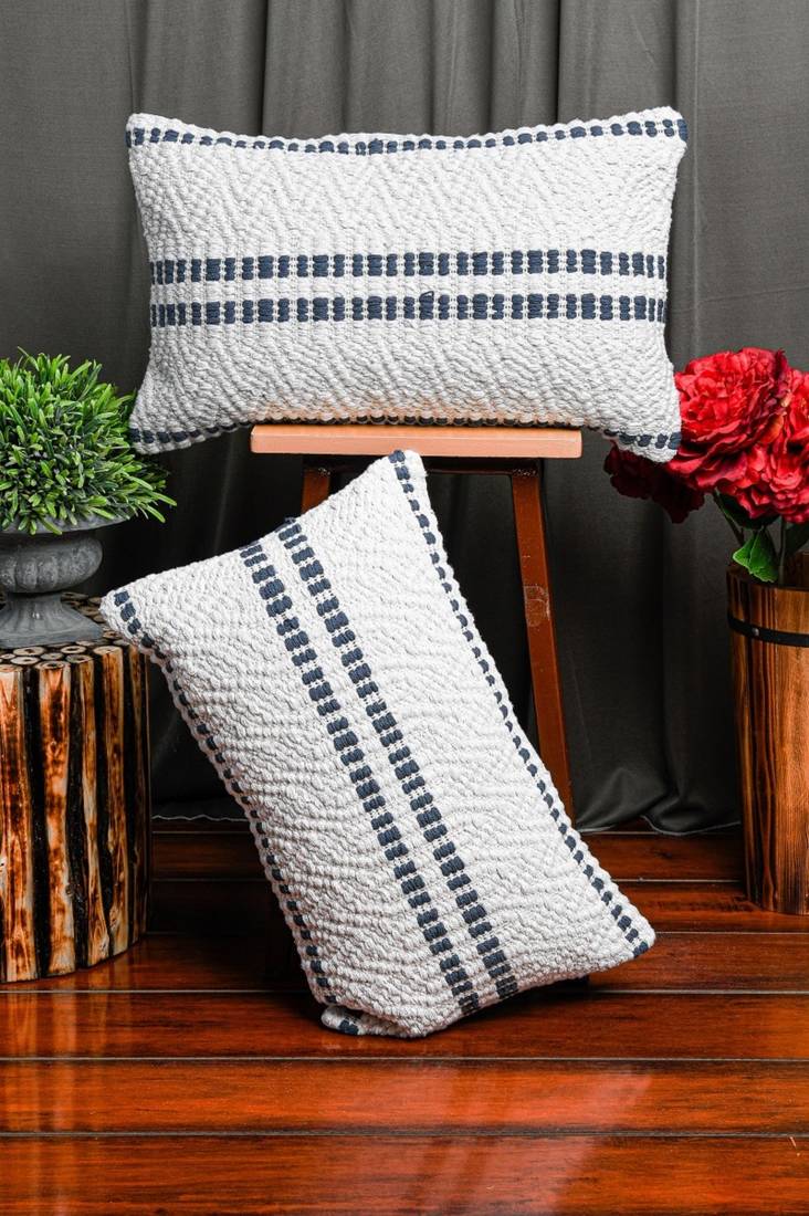 White Soft Jute Woven Cushion Cover