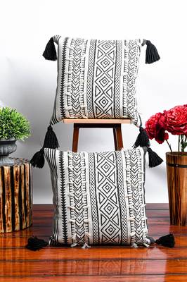 White Hand Block Printed Cushion Covers 1
