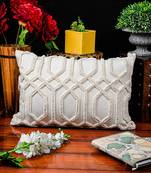 Cotton White Hand Embroidered Cushion Cover
