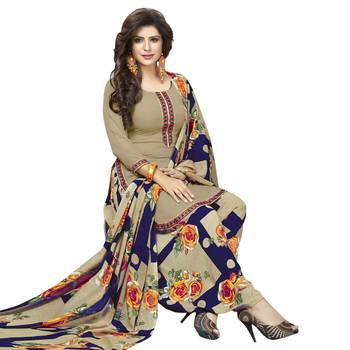 Beige printed crepe salwar 1