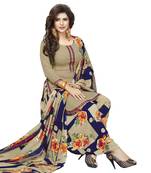 Beige printed crepe salwar