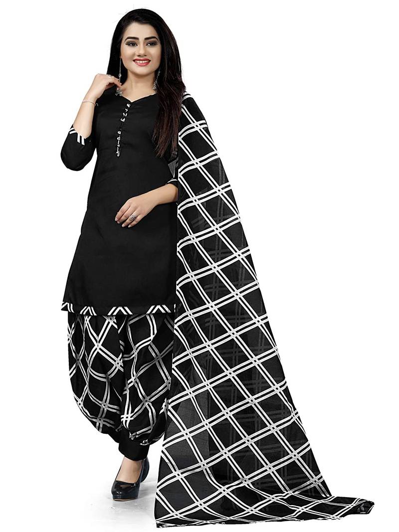 Black printed crepe salwar