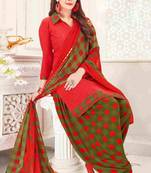 Red printed crepe salwar