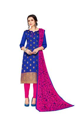 Blue zari woven banarasi salwar 1