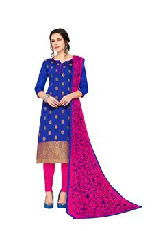 Blue zari woven banarasi salwar