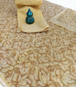 Yellow woven net saree with blouse