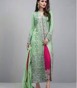 Swara Enterprise Light Green Faux Georgette Embroidered Semi Stitched Salwar Suit