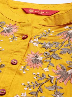 Mustard embroidered rayon ethnic-kurtis 2