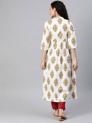 White printed cotton ethnic-kurtis 3