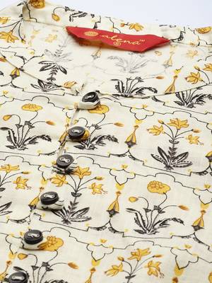 Off white printed cotton ethnic-kurtis 2