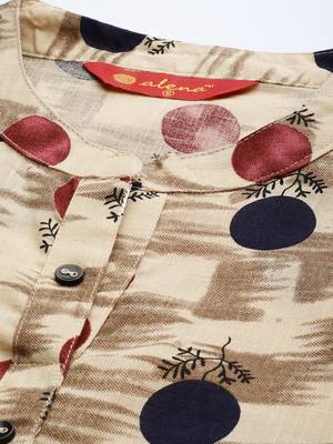 Beige printed rayon ethnic-kurtis 2