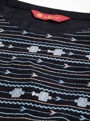 Black embroidered cotton ethnic-kurtis 2