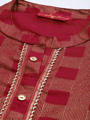 Maroon printed cotton ethnic-kurtis 2