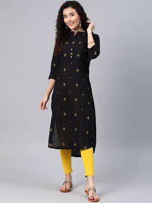 Black woven cotton ethnic-kurtis 1