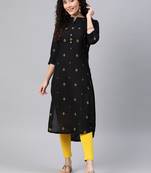 Black woven cotton ethnic-kurtis