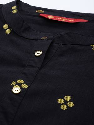 Black woven cotton ethnic-kurtis 2
