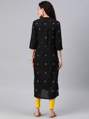 Black woven cotton ethnic-kurtis 3