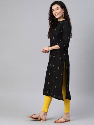 Black woven cotton ethnic-kurtis 4
