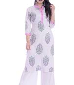 White printed rayon ethnic-kurtis