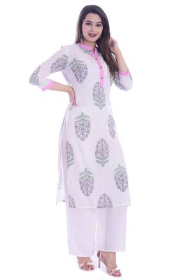 White printed rayon ethnic-kurtis 2