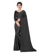 Black plain art silk saree with blouse