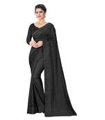 Black plain art silk saree with blouse