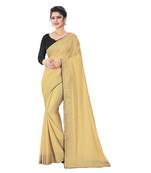 Chiku plain art silk saree with blouse