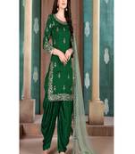 Green embroidered silk salwar