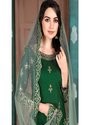 Green embroidered silk salwar 2