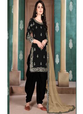 Black embroidered silk salwar 1