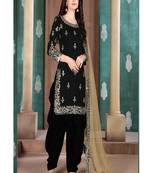 Black embroidered silk salwar