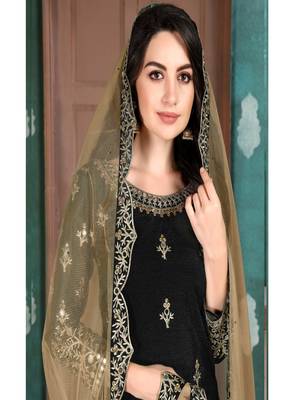 Black embroidered silk salwar 2