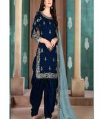 Blue embroidered silk salwar