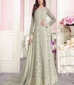 Grey embroidered net salwar
