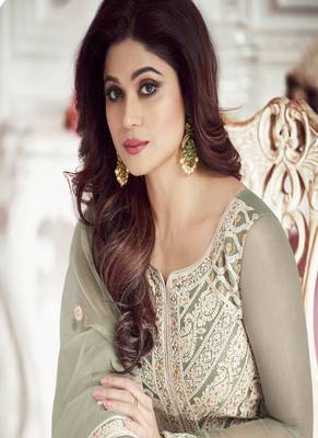 Grey embroidered net salwar 2