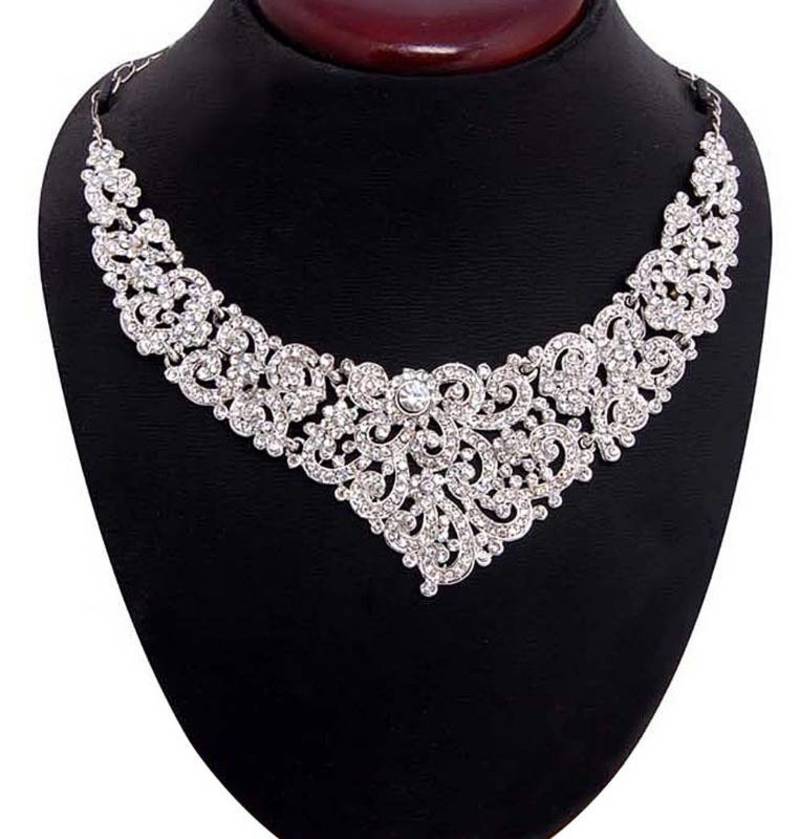 Sukkhi Youthful Rodium plated AD Stone Neclace Set 1001V 