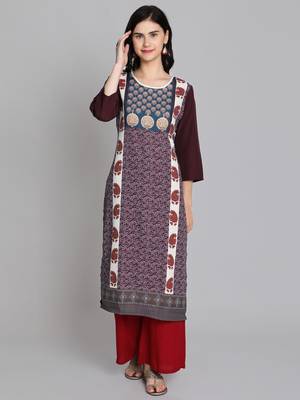 Multicolor crepe digital printed kurti 1