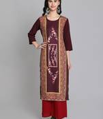 Maroon crepe digital printed kurti